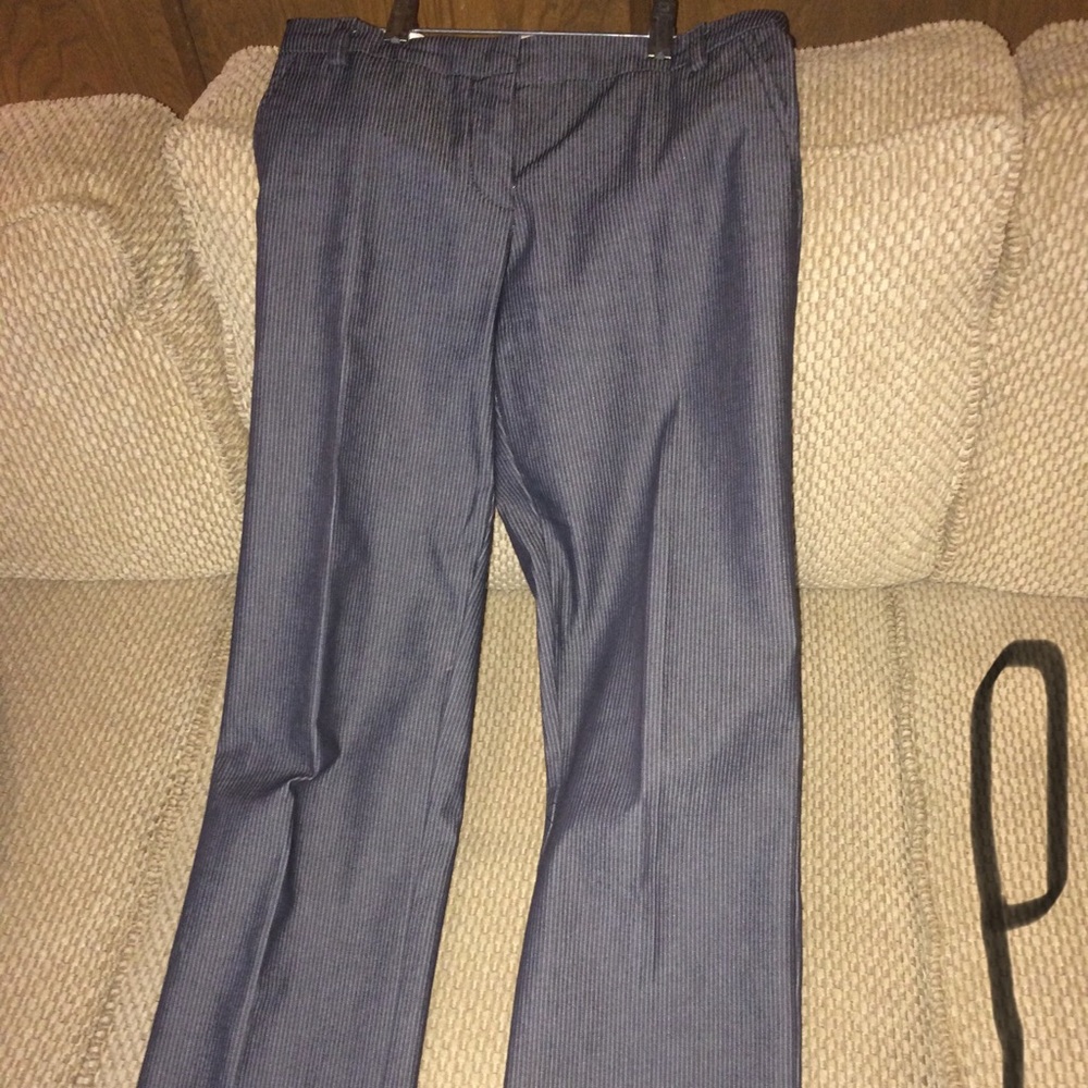 Ladies “Poleci” pants - Black w white pin stripe